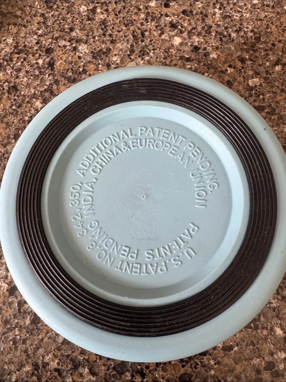 Blue Dog Bowl with Bone Motif and floor gripper ring